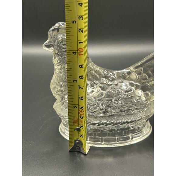 Hen On Nest Hollow Candy Holder Clear Vintage Country Farmhouse - Picture 9 of 10